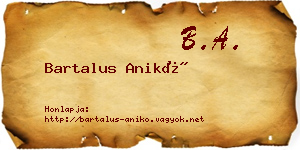 Bartalus Anikó névjegykártya